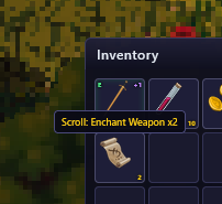 Enchant Weapon scrolls in inventory ready to upgrade gear